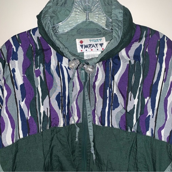 Vintage Green and Purple Colour Block Camo Wind Breaker Jacket M - Picture 5 of 7